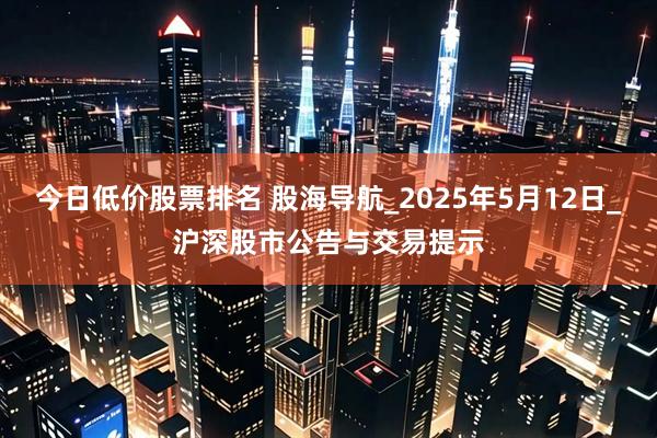 今日低价股票排名 股海导航_2025年5月12日_沪深股市公告与交易提示